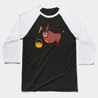 Funny Bull Easter Bunny Ears Baseball T-Shirt